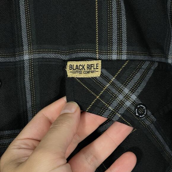 Dixxon Flannel Shirt Black Rifle Coffee Company Mens Large Black Plaid BRCC - Picture 4 of 7
